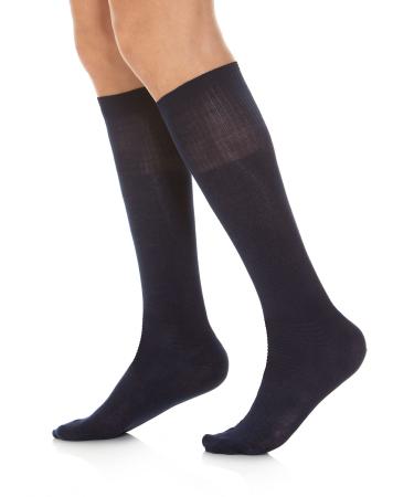 RELAXSAN 550L Diabetic Socks for Men Women Over the Calf Seamless Socks Non Binding for Sensitive Feet Cotton and Silver X-Small Blue