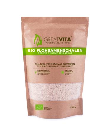GreatVita Organic Psyllium Husks 500g high-fiber Indian Psyllium Husks
