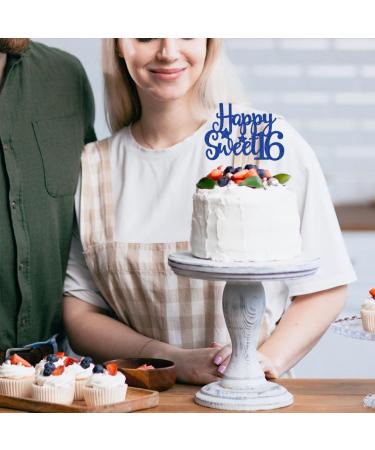 Gyufise 1Pc Happy Sweet 16 Cake Topper Blue Glitter Sweet 16 Birthday Cake Decoration Happy 16th Birthday Decorations for Girls Boys Party Supplies Blue 1pc - Buy Online on GoSupps.com