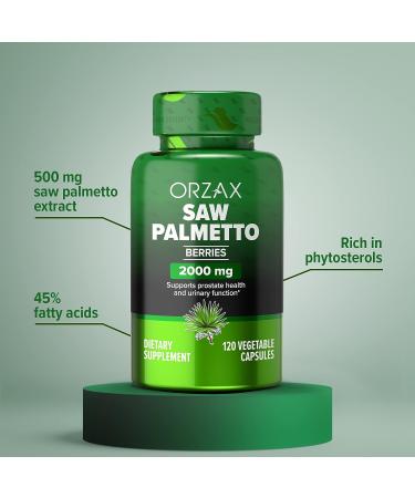 ORZAX Saw Palmetto 2000mg - Prostate Health & Hair Growth Support - 120 Veg Capsules - Buy Online on GoSupps.com