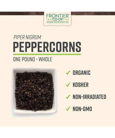 Frontier Organic Tellicherry Black Peppercorns | 16 oz Whole Pepper | Premium Spice - Buy Online on GoSupps.com
