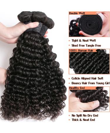 26 Inch Deep Wave Brazilian Virgin Human Hair Bundle - Silky Deep Curly 12A Grade Unprocessed Hair Extensions (100g) - Natural Black - Buy Online on GoSupps.com