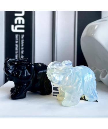 DUQGUHO 2 Pcs Crystal Elephant Decor Natural Black Obsidian Opal Elephant Crystal Statue Stones Cute Crystal Desk Decor Elephant Figurine Gifts for Women Men 1.5" Obsidian & Opal - Buy Online on GoSupps.com