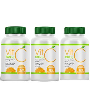 Natural Lab 3 Bottles Vitamin C 1000mg 300 Capsules Caps Improve Immune System