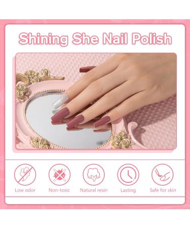Shining She Gel Nail Polishes Set - 10 Colors Nude Pink White Glitter - Soak-Off UV/LED Manicure Gift - 8ML - Buy Online on GoSupps.com