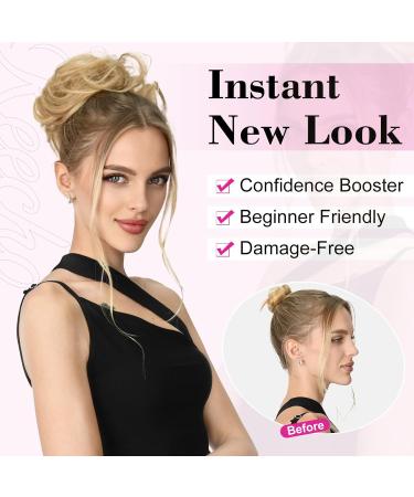 REECHO Blonde Messy Bun Hair Piece for Women - Synthetic Updo Elastic Hair Bun with Pale Highlights - Buy Online on GoSupps.com