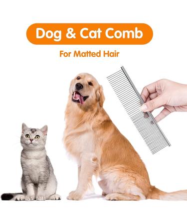 Stainless Steel Pet Comb | Detangling Tool for Dogs and Cats | Grooming Tool for Small, Medium, and Large Pets - Buy Online on GoSupps.com
