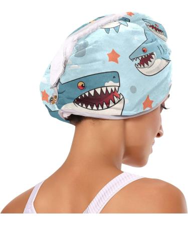 Blue Sharks 2 Pack Hair Towel - Super Absorbent Quick Drying Turbans for Women & Girls - Buy Online on GoSupps.com