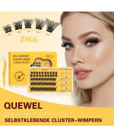 Self-Adhesive Eyelash Clusters | QUEWEL Natural Look No Adhesive Required | 40 PCS Reusable DIY Eyelash Extensions for Beginners | Easy to Use (ZN06) - Buy Online on GoSupps.com