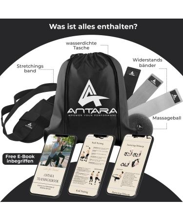 Buy Antara Resistance Bands Set | Fascia Ball & Foot Stretcher | Fabric Terrabands & Massage Ball with Gym Bag | Ideal for Strength Training Physical Therapy Yoga - Ships Internationally - Buy Online on GoSupps.com