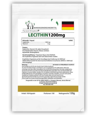 Forest Vitamin Lecithin 1200mg - 100 Soy Lecithin Capsules for Enhanced Memory & Concentration - International Shipping - Buy Online on GoSupps.com