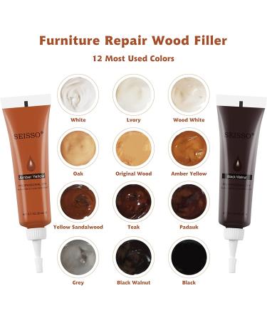 SEISSO Furniture Repair Kit  Wood Floor Repair Kit Furniture Scratch Repair Wood Fillers  12 Colors Touch Up for Wood Scratches  Stains  Floors  Laminate  Cabinet  Cherry  Tables  Carpenters 12 pcs - Buy Online on GoSupps.com