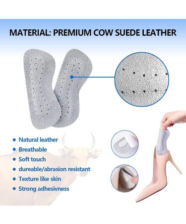 Premium Leather Heel Grips Pad - 4 Pieces | Prevent Heel Slip & Blister | Durable & Breathable | Improved Shoe Fit | Unisex (Grey) - Buy Online on GoSupps.com