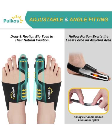 Puikos Bunion Corrector for Men & Women | Big Toe Splint & Hallux Valgus Relief | Adjustable Toe Straightener & Separator for Day/Night Use - Buy Online on GoSupps.com