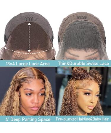 FABA 22 Inch Ombre Honey Blonde Lace Front Wig Human Hair - Curly 13x4 Blonde Wig Pre Plucked with Baby Hair for Women - 150% Density - 5 Gifts Included - Buy Online on GoSupps.com