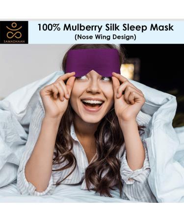 Samadhaan 100% Mulberry Silk Eye Mask for Sleeping - Adjustable Headband - Blackout Mask for Side Sleepers - Flight Essentials - Purple Masks - Buy Online on GoSupps.com