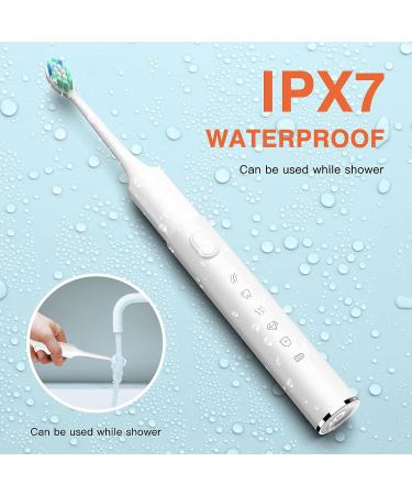 KHS Sonic Electric Toothbrush for Adults - 5 Modes, 4 Brush Heads, Rechargeable & Timer - White - Buy Online on GoSupps.com