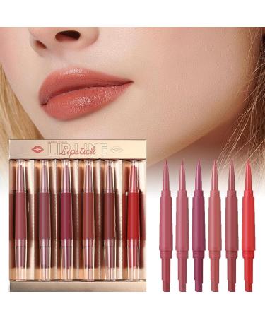 Lip and Resistic Set | Lip Contour Lipliner | Embre Effect Vellouty Lipliner Lipsticks 6 Pieces Matte Pencil Sets Double Head Stain Makeup Gloss for Girlfriend Girls Sister M - Buy Online on GoSupps.com