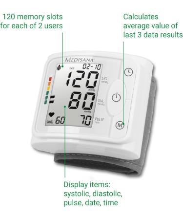 Medisana BW 320 Wrist Blood Pressure Monitor - Accurate Readings Large Display Memory Function & Arrhythmia Detection - International Shipping Available - Buy Online on GoSupps.com