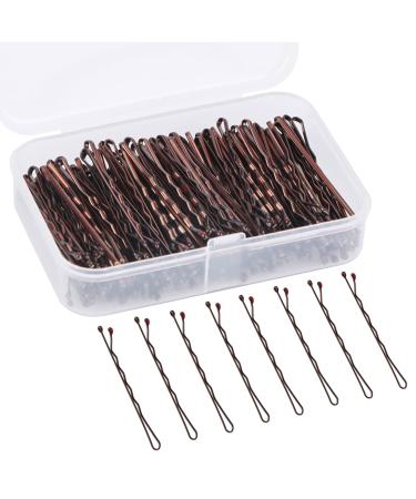 150 Pieces Bobby Pins Hair Clips Hair Grips Kirby Grips for Women Hair Styling Pins with Storage Box (Brown)