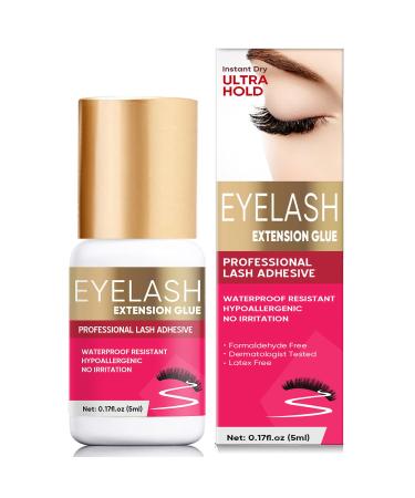Eyelash Extension Glue  No Fume Lash Glue for Eyelash Extensions 6-8 Weeks Retention  Extra Strong Professional & Individual Lash Glue 5 ml