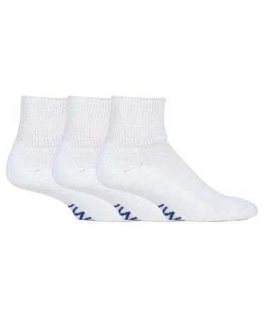 IOMI - 3 Pack Extra Wide Padded Cotton Low Cut Quarter Ankle Diabetic Socks 10-12 White