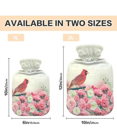 Hot Water Bottle 2L with Cover - Bird in Rose Garden | Pain Relief & Winter Hand Feet Warmer - Buy Online on GoSupps.com