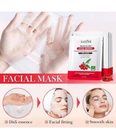 Goji Berry Skincare Set - 6 in 1 Antioxidant Anti-Aging Facial Care Kit for Women | Tighten Lift & Reduce Wrinkles | Perfect Beauty Gift - Buy Online on GoSupps.com