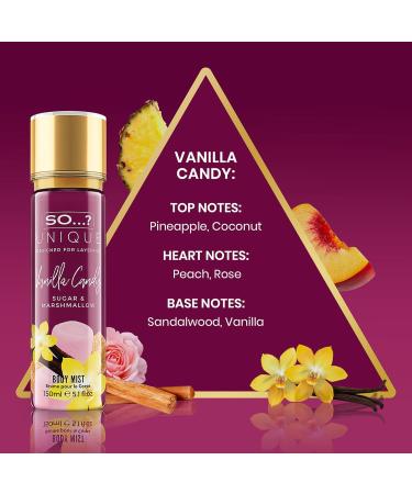 So... Unique Vanilla Candy Body Mist - Delightful Perfume for Women - Sweet Fruity Vanilla Perfume with Peach and Rose - Gifts for Women - 5.1 oz 5.1 Fl Oz (Pack of 1) Vanilla Candy - Buy Online on GoSupps.com