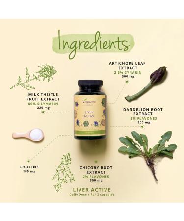 Vegavero Liver Support Supplements with Artichoke, Chicory & Choline | Natural Detox & Repair | 120 Vegan Capsules - Buy Online on GoSupps.com