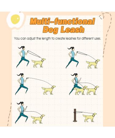 Adjustable Double Dog Leash with 2 Carabiners | 2.6m Reflective Multifunctional Leash for Large & Medium Dogs - Buy Online on GoSupps.com