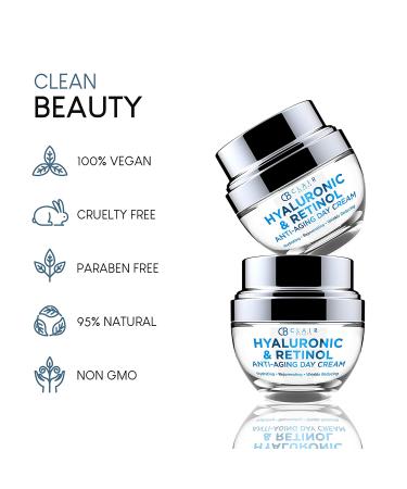 CLAIR BEAUTY Hyaluronic & Retinol Anti Aging Day Cream 50mL - Hydrating & Rejuvenating Formula | Reduces Wrinkles, Fine Lines, and Dark Spots - Buy Online on GoSupps.com
