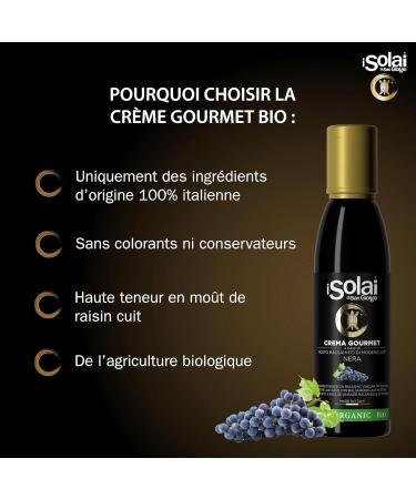 Solai Di San Giorgio Classic Organic Gourmet Cream Based on Balsamic Vinegar of Modena I.G.P. Made with 100% Organic Italian Grapes Ideal for Salads Roasts Pizza 180 g - Buy Online on GoSupps.com