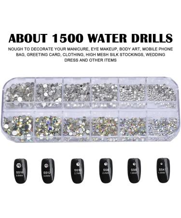 WENTOR Rhinestones 1500 Pieces Flat Back Gems Crystal AB Rhinestones Nail Art Gems and Rhinestones for Nails/Clothes/Face/Craft with Pick Up Tweezer and Rhinestone Picker Dotting Pen 6 Si - Buy Online on GoSupps.com