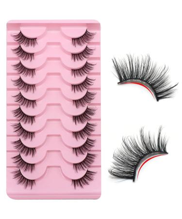 Strip Lashes False Lashes Half Lash Style Natural Look Clear Band Light Weight Wispy Faux Mink Russian Strip Lashes D Curl 3D Crisscross Multi-Layers False Eyelashes