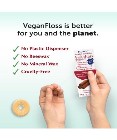 Eco-Dent VeganFloss Dental Floss - Waxed Cinnamon Plant-Based 100 Yds Eco-Friendly Packaging Pack of 6 - Ideal for Sustainable Oral Care - Buy Online on GoSupps.com