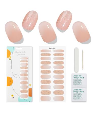 JMEOWIO Nail Foil Glitter Gel Nail Foils Self-adhesive Nail Sticker Decoration Nail Design Accessories Glitter Orange Pink