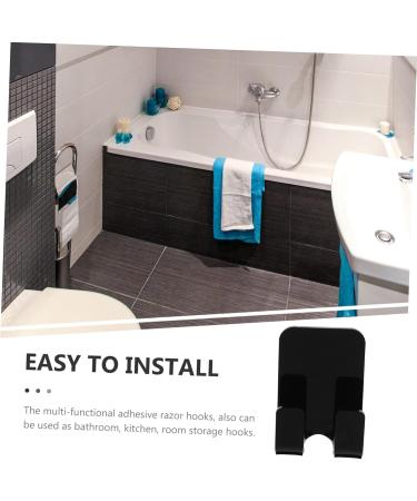 HEMOTON Acrylic Door Hook 8pcs Bathroom Hook Shower Door Wall-Mounted Towel Hanger Organizer Hangers Rack for Bathrooms Plug 6X4.5X2.8CM Black - Buy Online on GoSupps.com