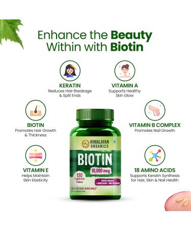 Generic Biotin 10000 MCG Supplement for Men and Women with Keratin+Amino Acids+Multivitamin for Healthy Hair Skin & Nails -120 Vegetarian Tablets - Buy Online on GoSupps.com