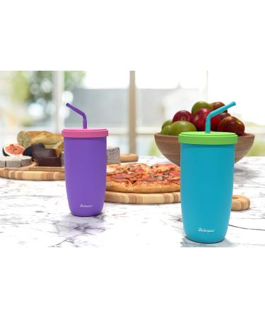 Bakerpan Silicone Straw Cup for Toddlers and Kids 12oz - Purple | BPA-Free, Spill-Proof Design - Buy Online on GoSupps.com