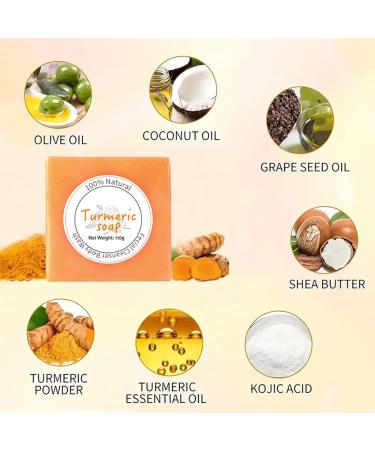Turmeric Soap Bar - Face & Body Handmade Bar - Turmeric Soap Turmeric Acne Dark Spots Smooth Skin - Skincare Face Care Moisturizing Blackhead Corrector Remover - 110g - Buy Online on GoSupps.com