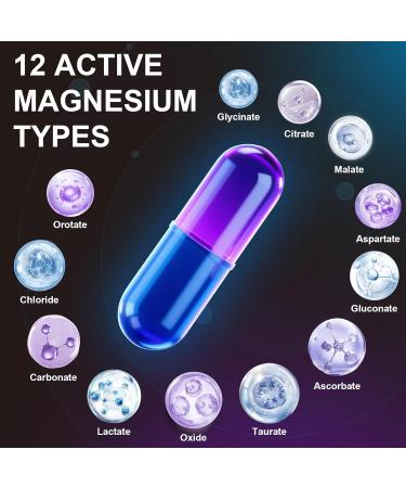 21 in 1 Liposomal 1400mg Magnesium Complex (Citrate Glycinate Malate etc) Capsule - 12 Active Types Magnesium with Vitamin D3 B6 B12 C Ashwagandha & CoQ10 for Women & Men - Support Bone & Muscle 120 Count (Pack of 1) - Buy Online on GoSupps.com
