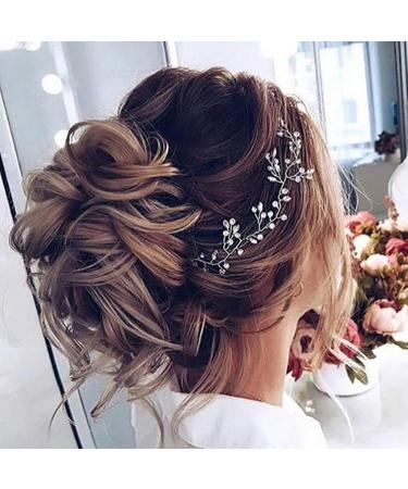 fdsmall Bridal Wedding Hair Vine Long Pearl and Crystal Beads Bride Head Piece Adjustable Rhinestone Headband Wedding Hair Barrette Hair Accessories for Bridal Women and Girls - Buy Online on GoSupps.com