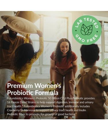 Futurebiotics Women's Probiotic 50 Billion CFU + Prebiotic with Cranberry & D-Mannose Digestion Immune and Urinary Tract Support Non-GMO 60 Vegetarian Capsules - Buy Online on GoSupps.com