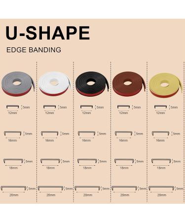 Flintronic 3m*16mm U-Shape Flexible Furniture Edge Banding | Baby Safety Edge Protector | Self Adhesive TPE Wood Edging Tape | DIY Furniture Edge Trim - Brown - Buy Online on GoSupps.com
