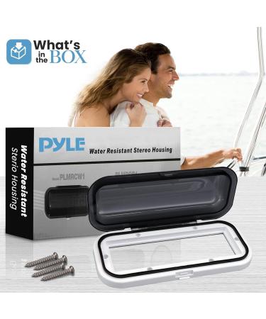 Pyle PLMRCW1 Water Resistant Marine Stereo Cover - Smoke Colored Heavy Duty Boat Radio Protector Shield with Flip-up Door - White Standard Packaging - Buy Online on GoSupps.com