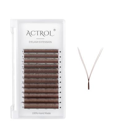 ACTROL YY Eyelashes Extension Lashes Brown D Curl 0.07mm 8-15mm Lash Volume Extension Easy Fans Y Shaped Premade Soft Eyelashes Supply Brown/0.07D8-15mm