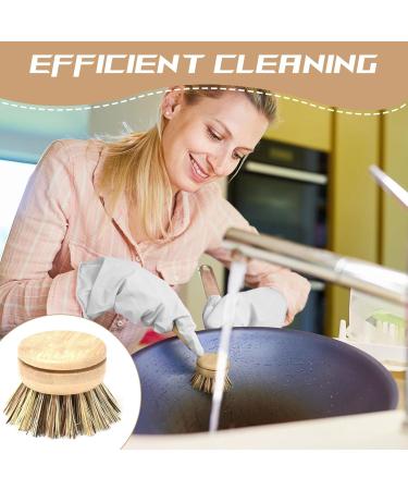 CZAYEFNH Dish Brush 3 Replacement Heads Natural Washing Up Brushes Heads Soft Sisal Bristle Dish Scrubber Palm Brush for Kitchen Cleaning Pots Pans - Buy Online on GoSupps.com