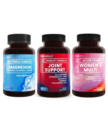 BioEmblem Triple Magnesium Complex and Women's Multivitamin and Joint Support