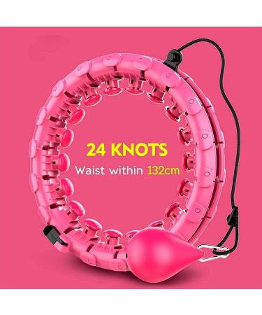 HOPECENTER Smart Weighted Hula Hoop for Adults and Children - 24 Detachable Knots - Auto-Spinning Ball - 2 in 1 Fitness & Massage Hoop - Pink - Buy Online on GoSupps.com